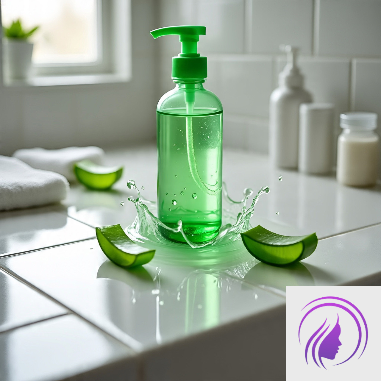 a_translucent_green_aloe_gel_bottle_with Glowfusionbeauty Soothing Aloe Vera Gel - Image 1